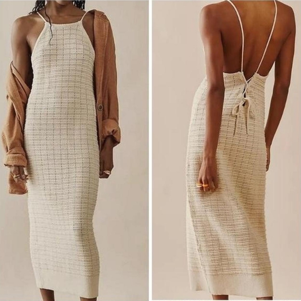 Free People Mallorca Fauxchet Midi Criss Cross Back Beach Dress